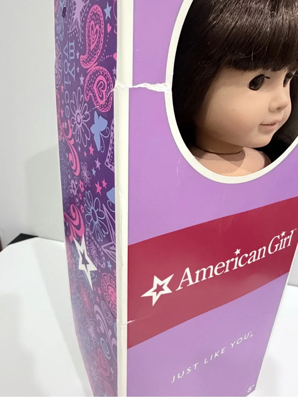 American Girl Brown-Haired Doll with Peach Bodysuit and White Undergarment
